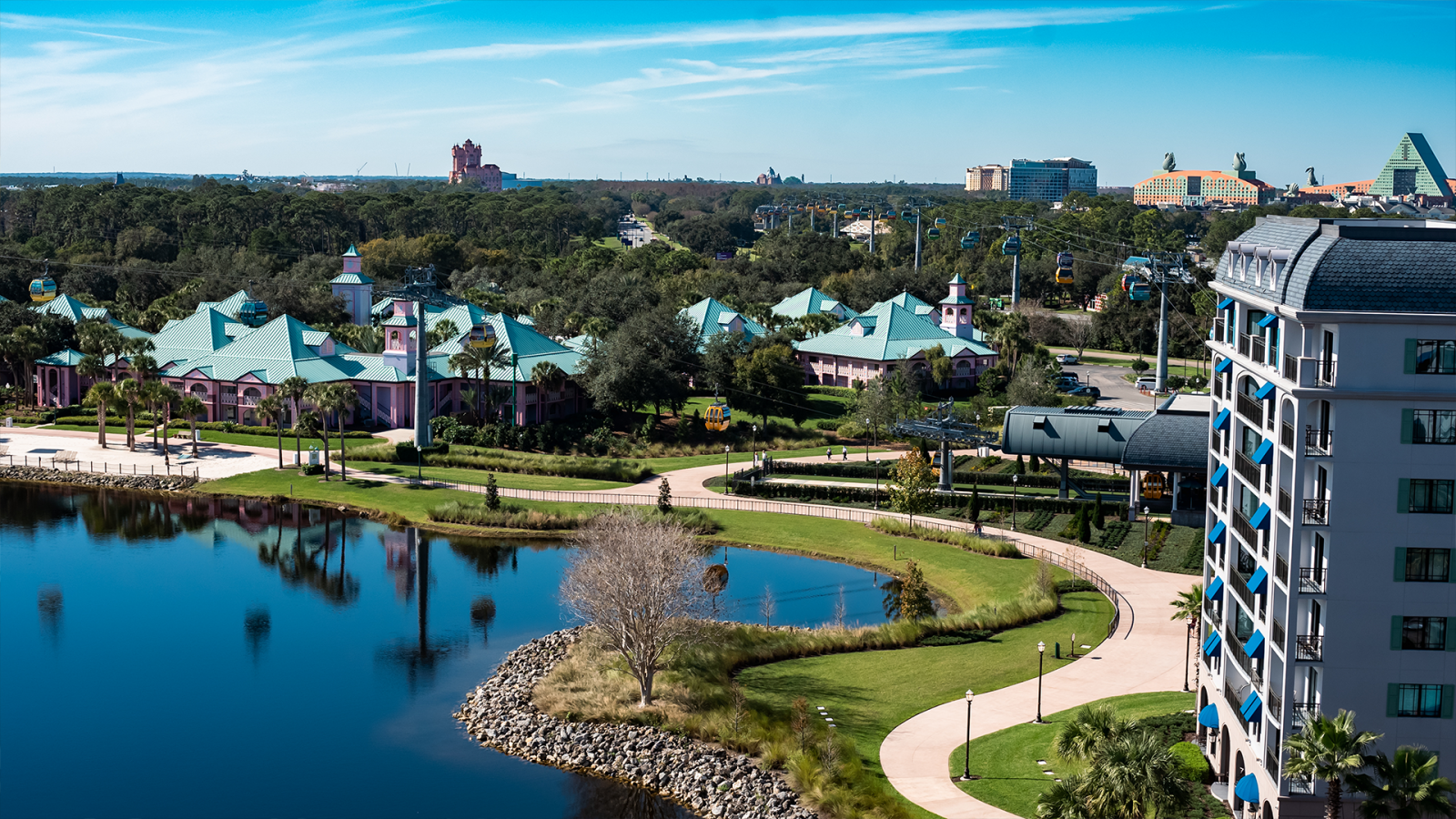View of the skyliner and Hollywood Studios Tower of Terror from our table at Topolino's Terrace.