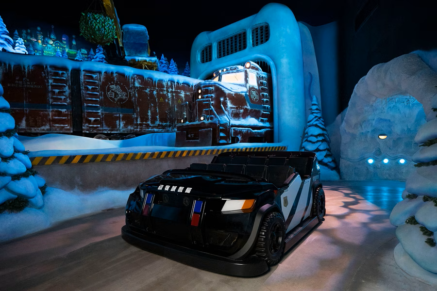 Ride vehicle from the Zootopia: Hot Pursuit attraction