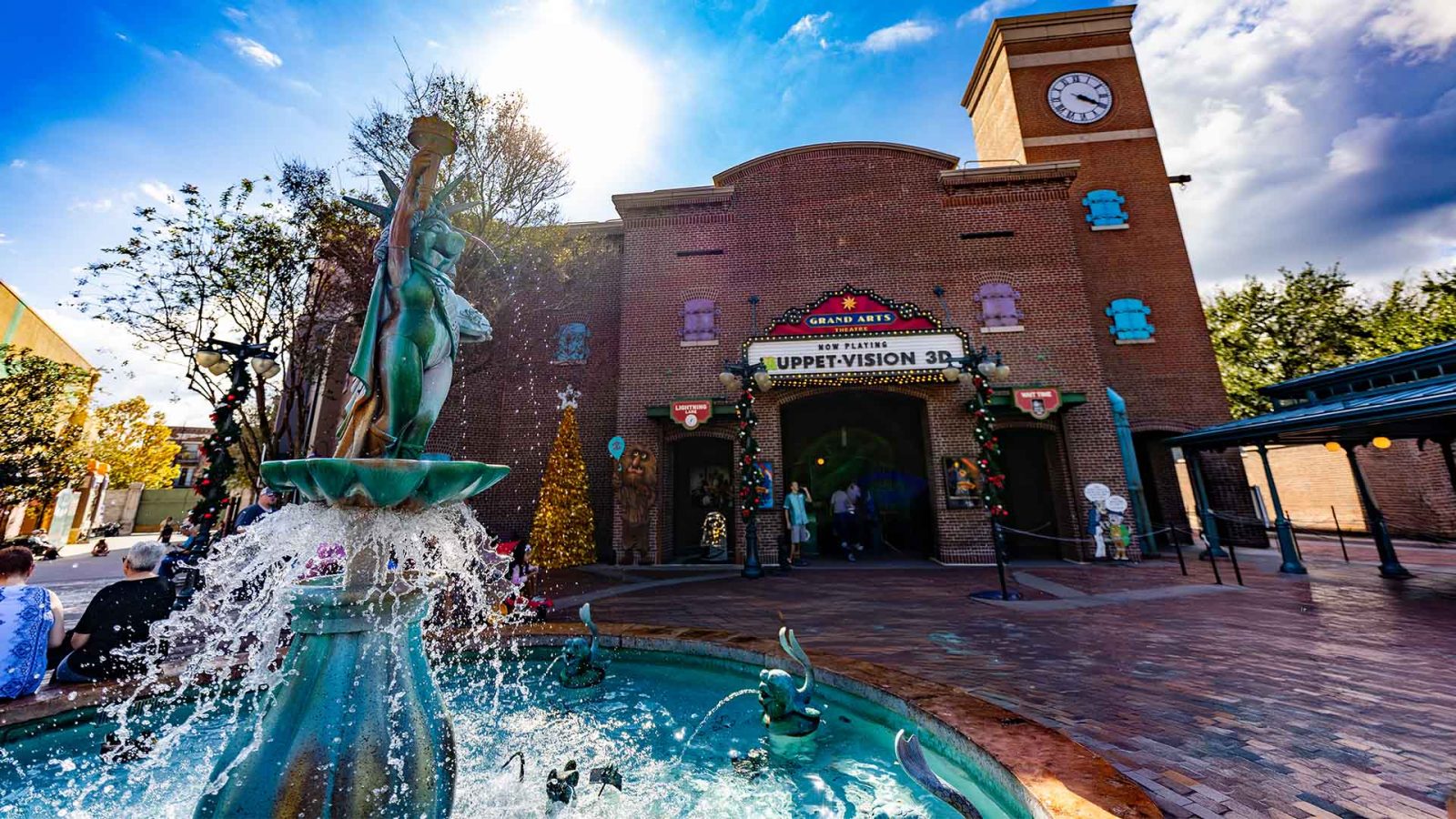 Muppets Courtyard, fountain and Muppets 3D Attraction in Hollywood Studios